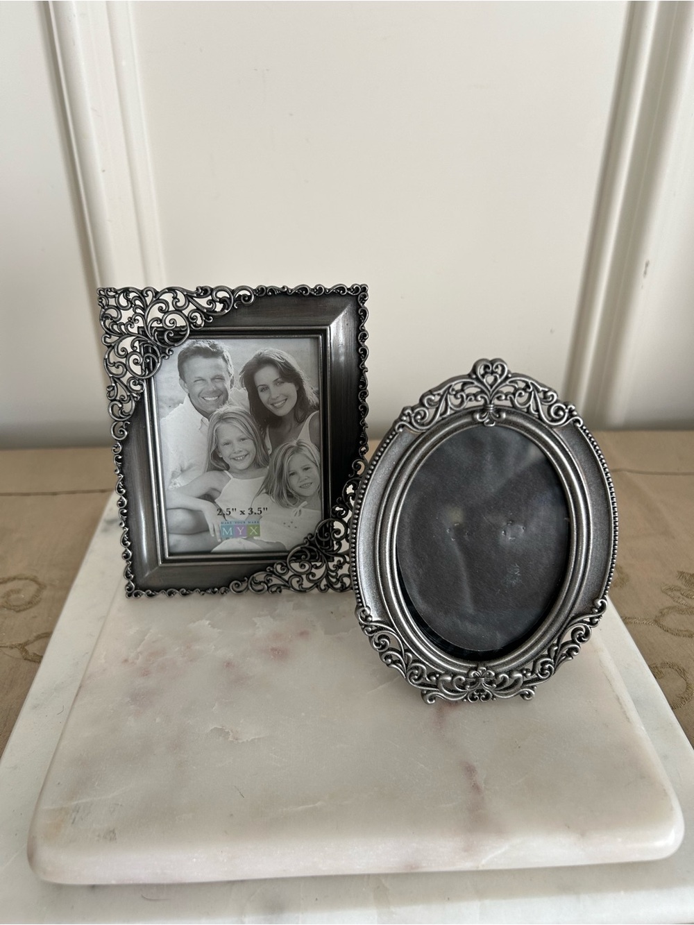 Vintage pewter metal mini frames